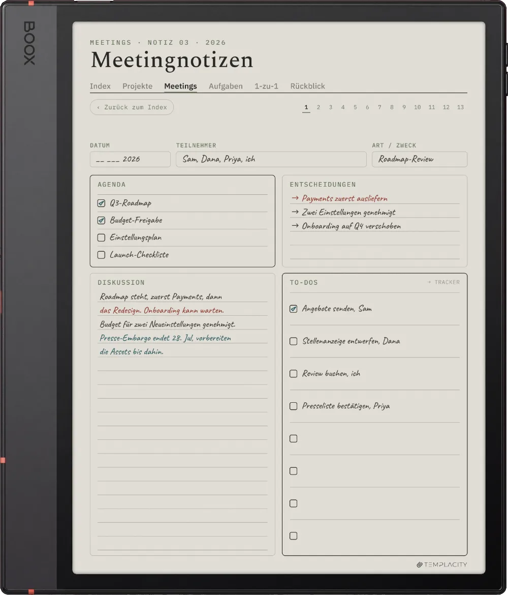 The Planner auf dem Boox Note Air5 C