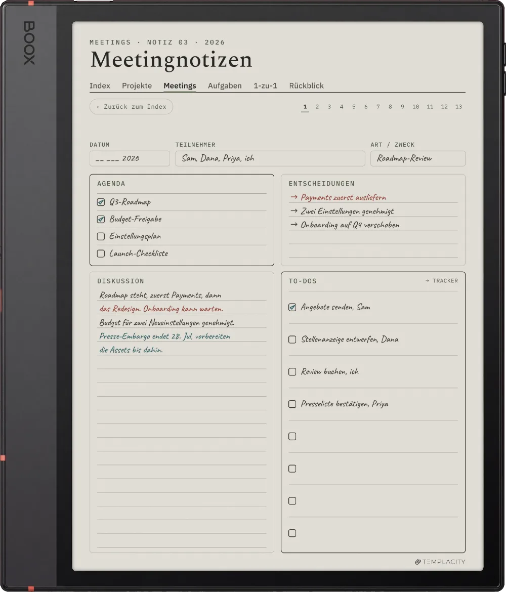The Planner auf dem Boox Note Air5 C
