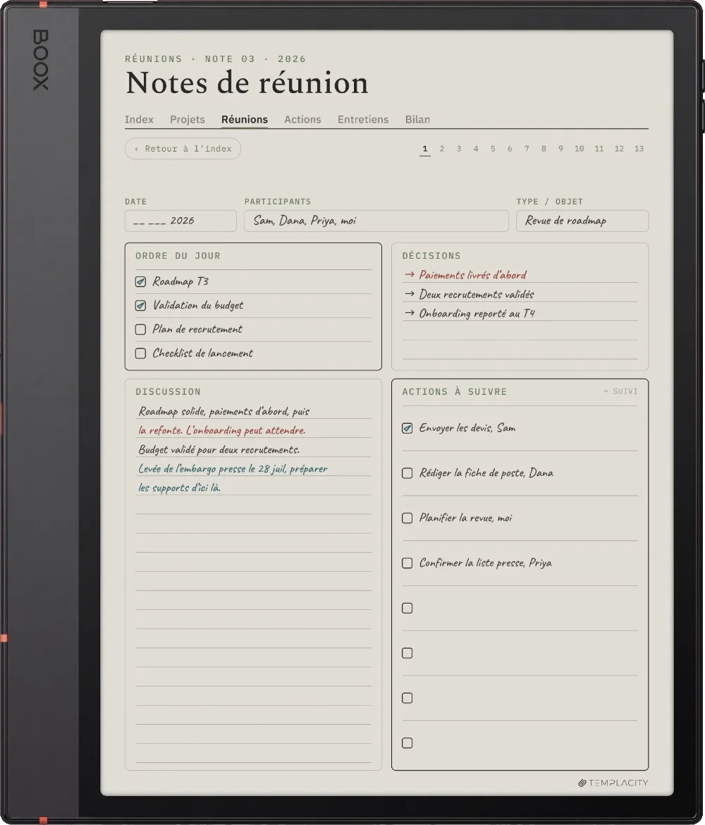 Le Planner sur la Boox Note Air5 C