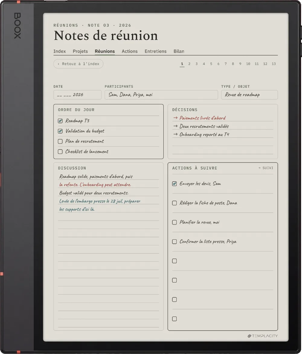 Le Planner sur la Boox Note Air5 C