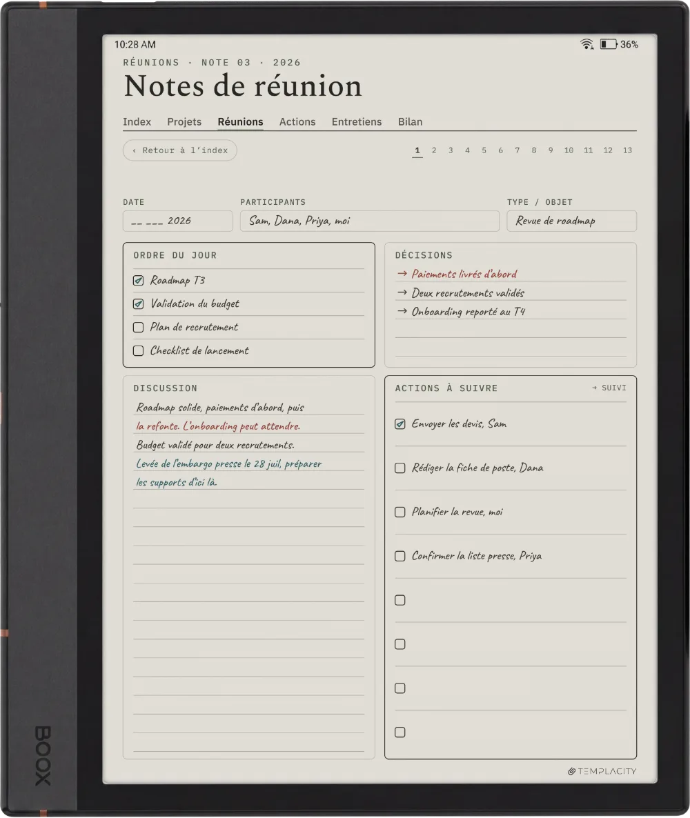 Le Planner sur la Boox Note Max