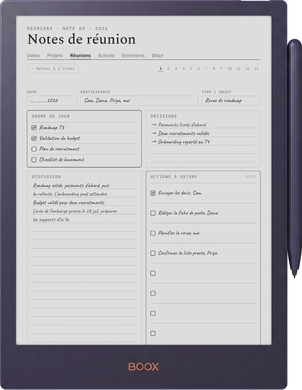 Le Planner sur la Boox Note5