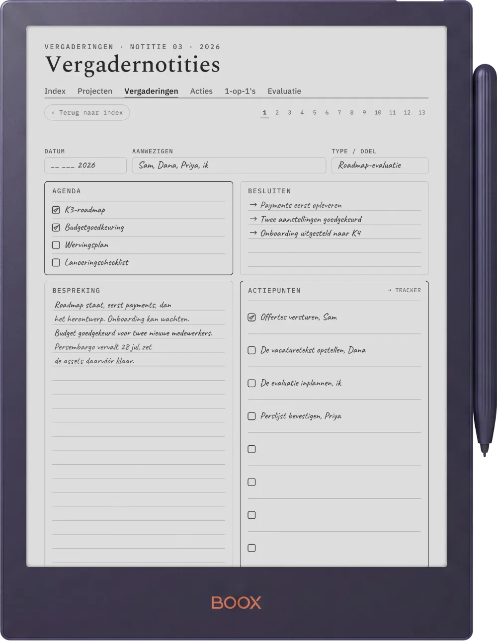 The Planner op de Boox Note5