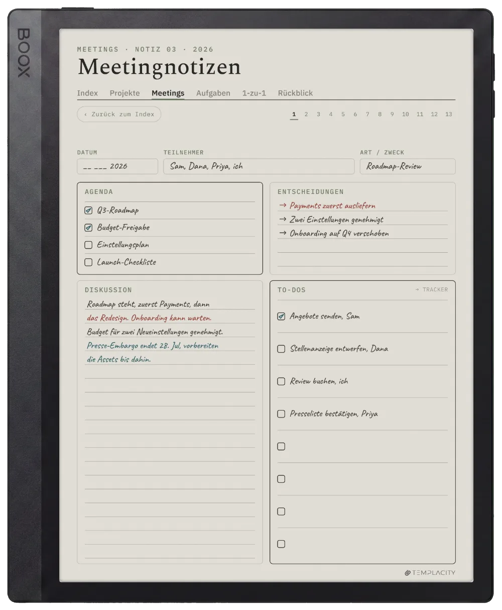 The Planner auf dem Boox Tab Ultra C Pro