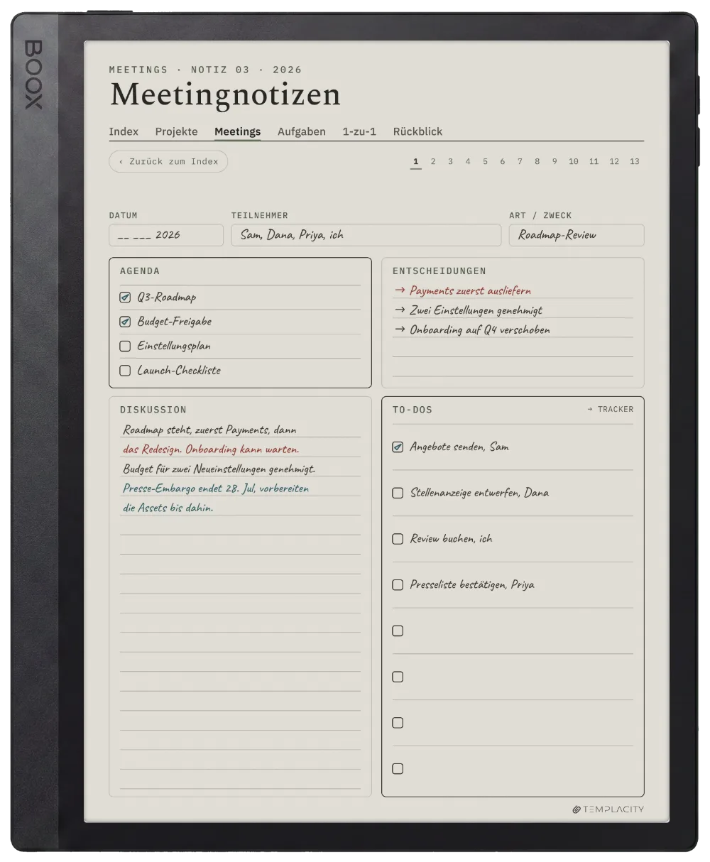 The Planner auf dem Boox Tab Ultra C Pro