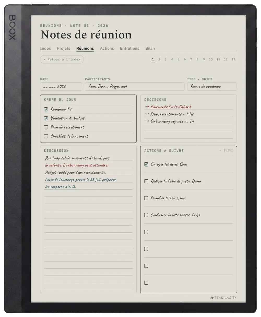 Le Planner sur la Boox Tab Ultra C Pro
