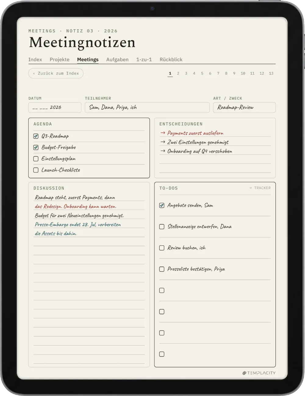 The Planner auf dem iPad