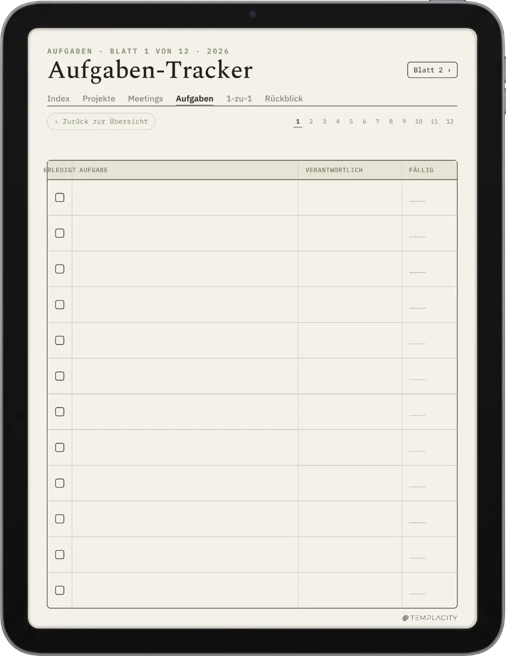 The Planner · Work iPad Seite 2