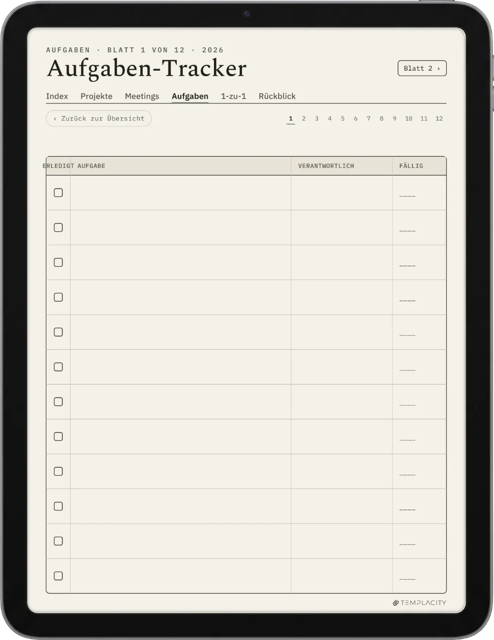 The Planner · Work iPad Seite 2
