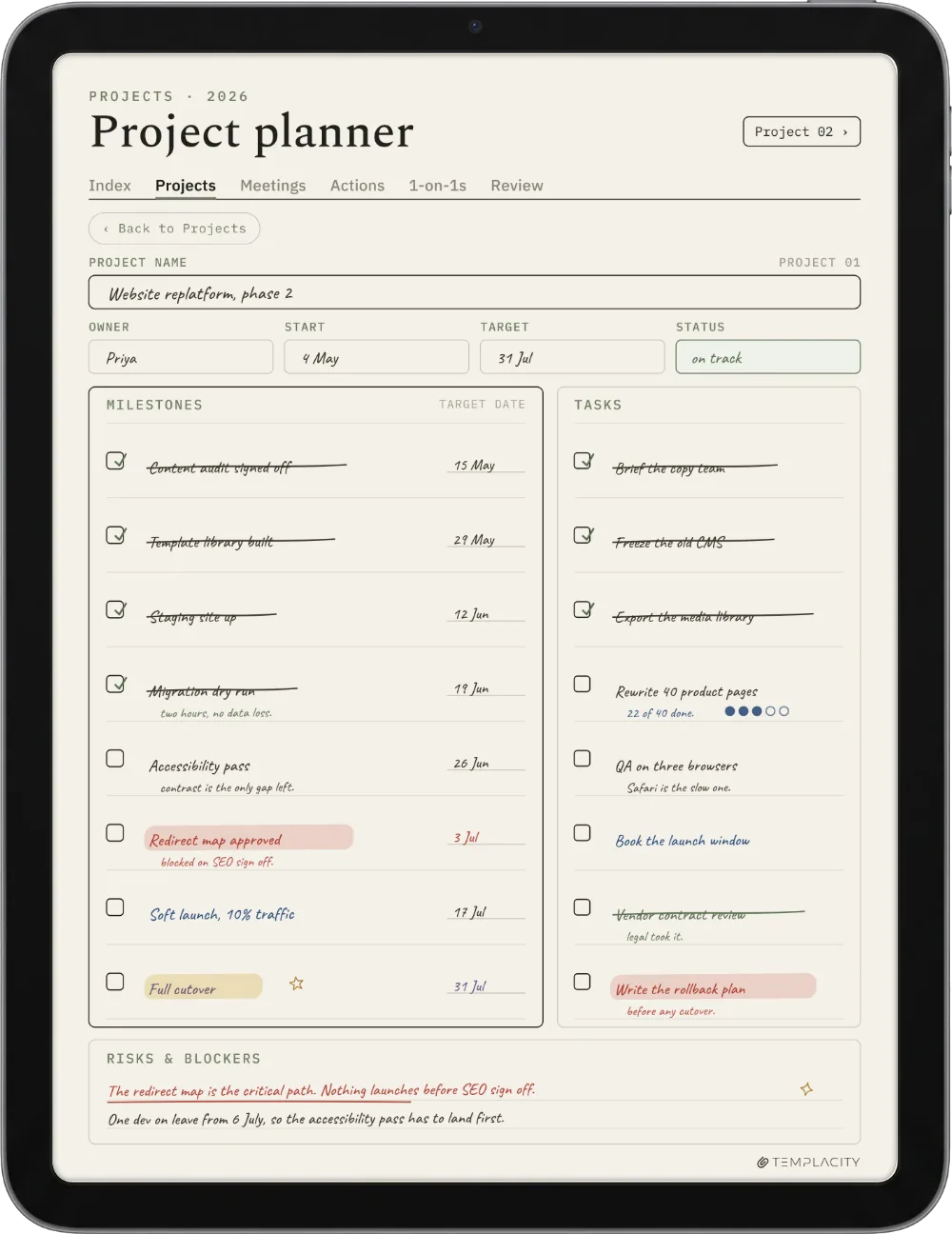 The Planner on the iPad