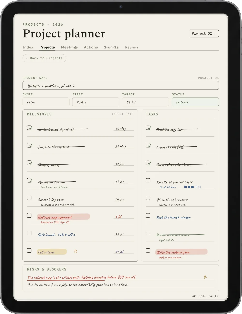 The Planner on the iPad