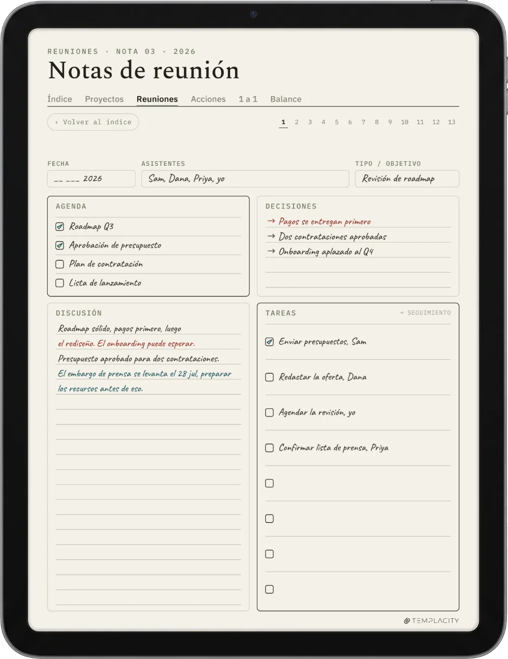 The Planner en el iPad