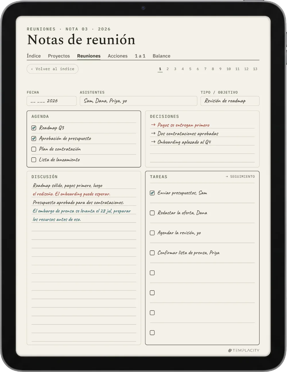 The Planner en el iPad