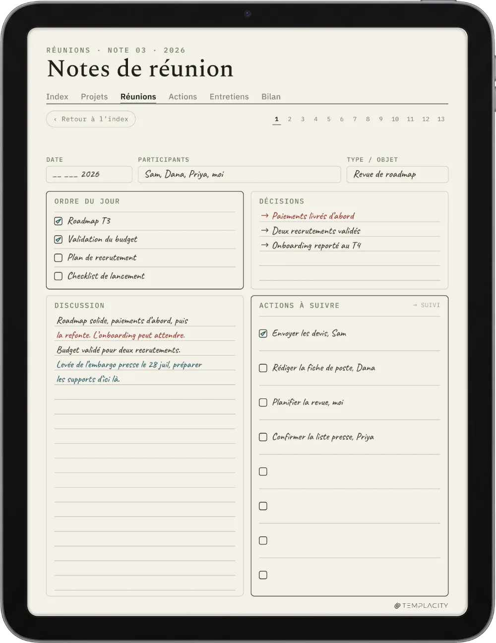 Le Planner sur iPad