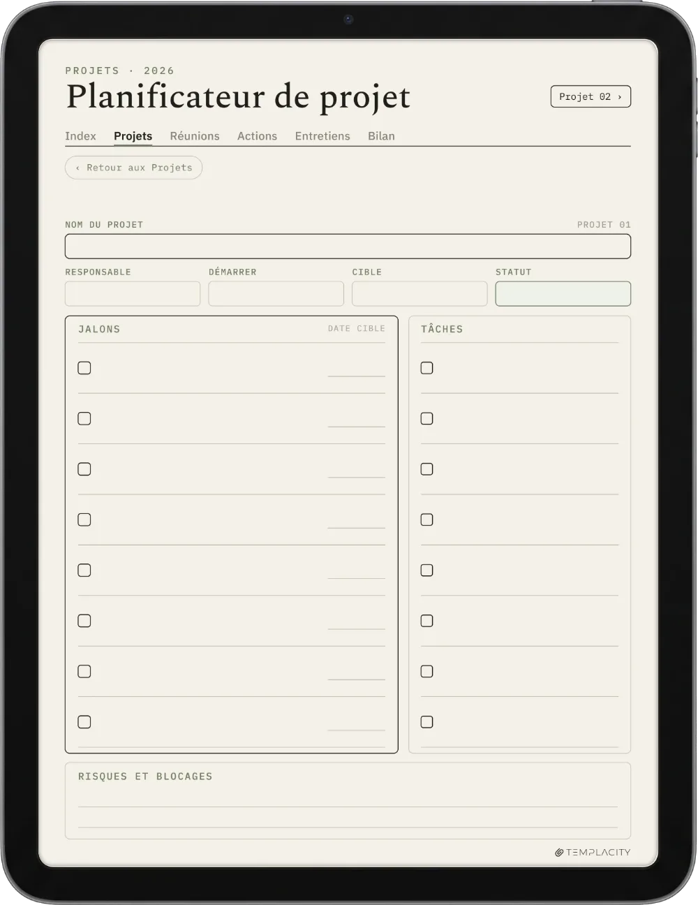 The Planner Le tableau de bord des projets