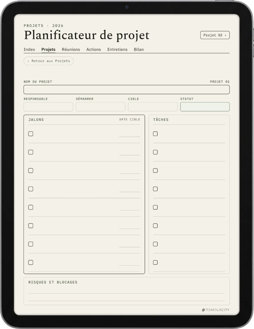The Planner Le tableau de bord des projets