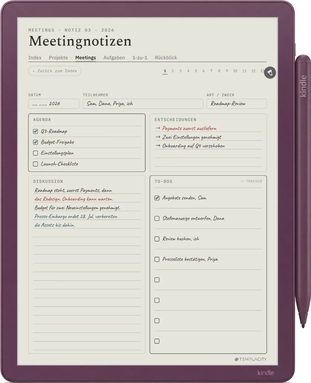 The Planner auf dem Kindle Scribe Colorsoft
