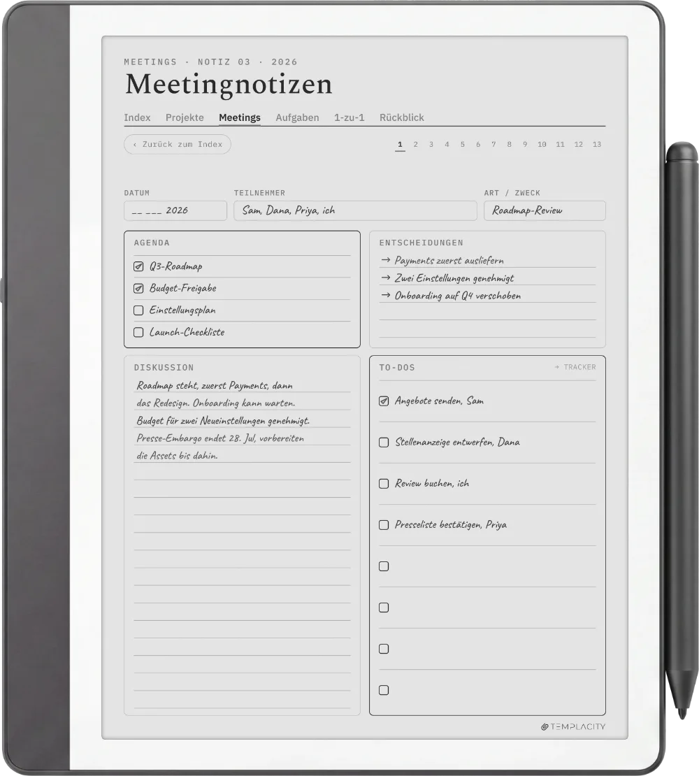 The Planner auf dem Kindle Scribe