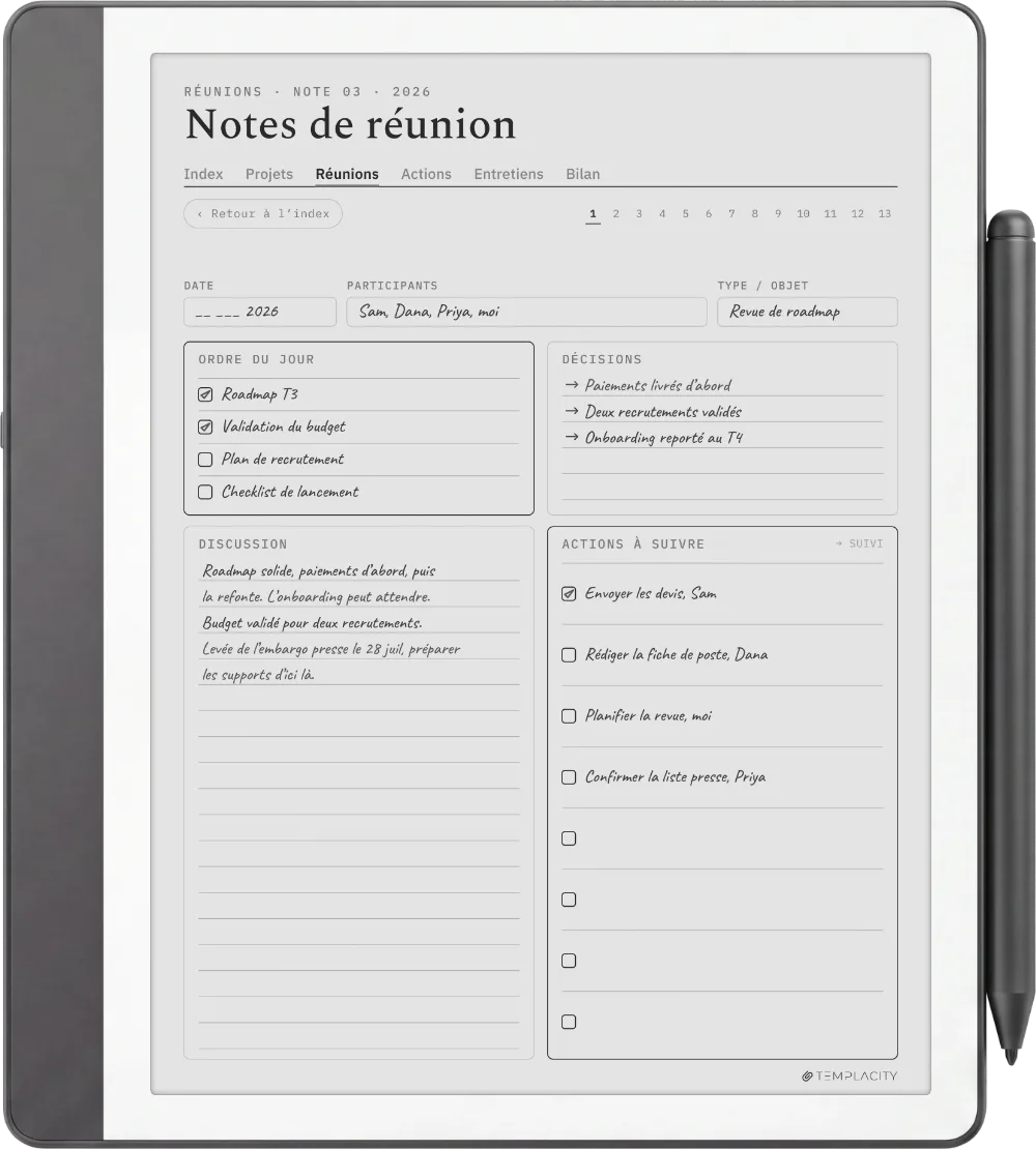 Le Planner sur la Kindle Scribe