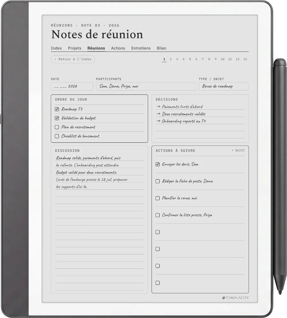 Le Planner sur la Kindle Scribe