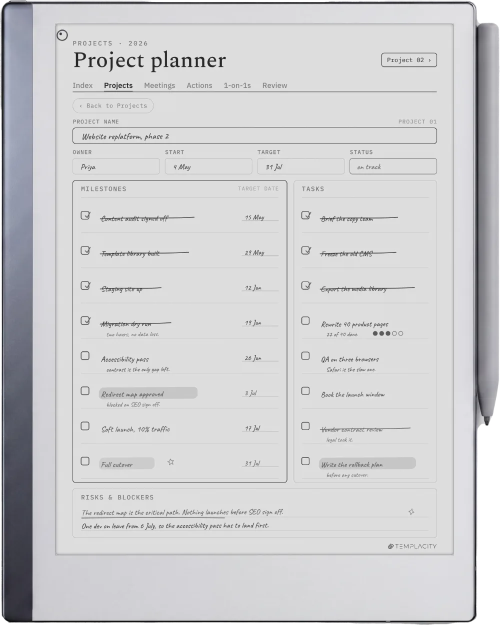 The Planner on the reMarkable 2