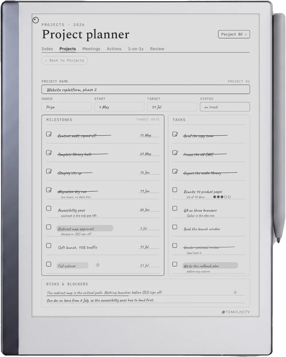 The Planner on the reMarkable 2