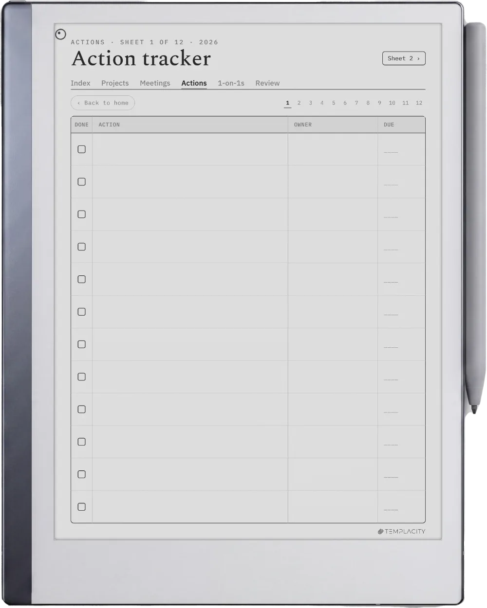 The Planner · Work reMarkable 2 page 2