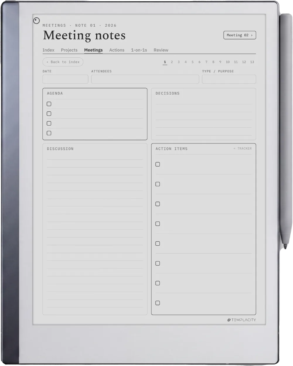 The Planner · Work reMarkable 2 page 3