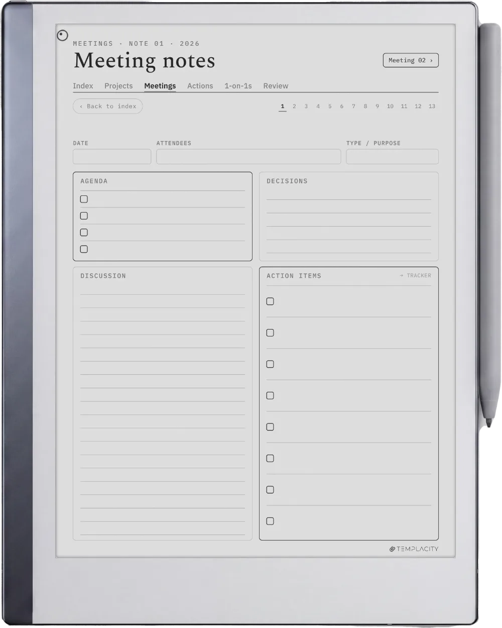 The Planner · Work reMarkable 2 page 3