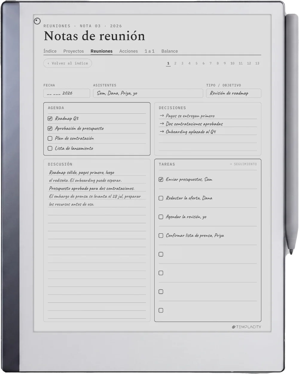 The Planner en el reMarkable 2