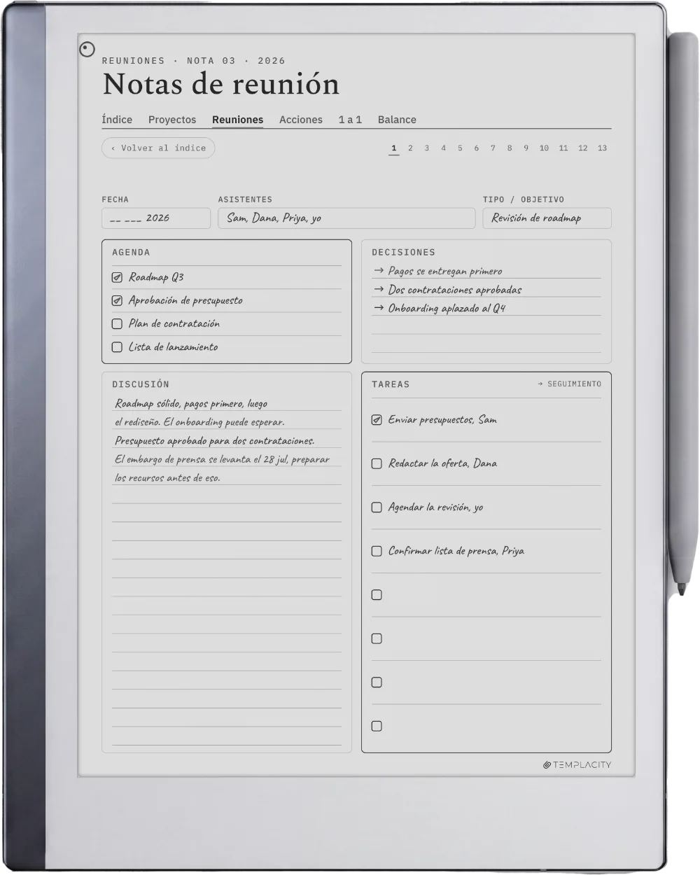 The Planner en el reMarkable 2