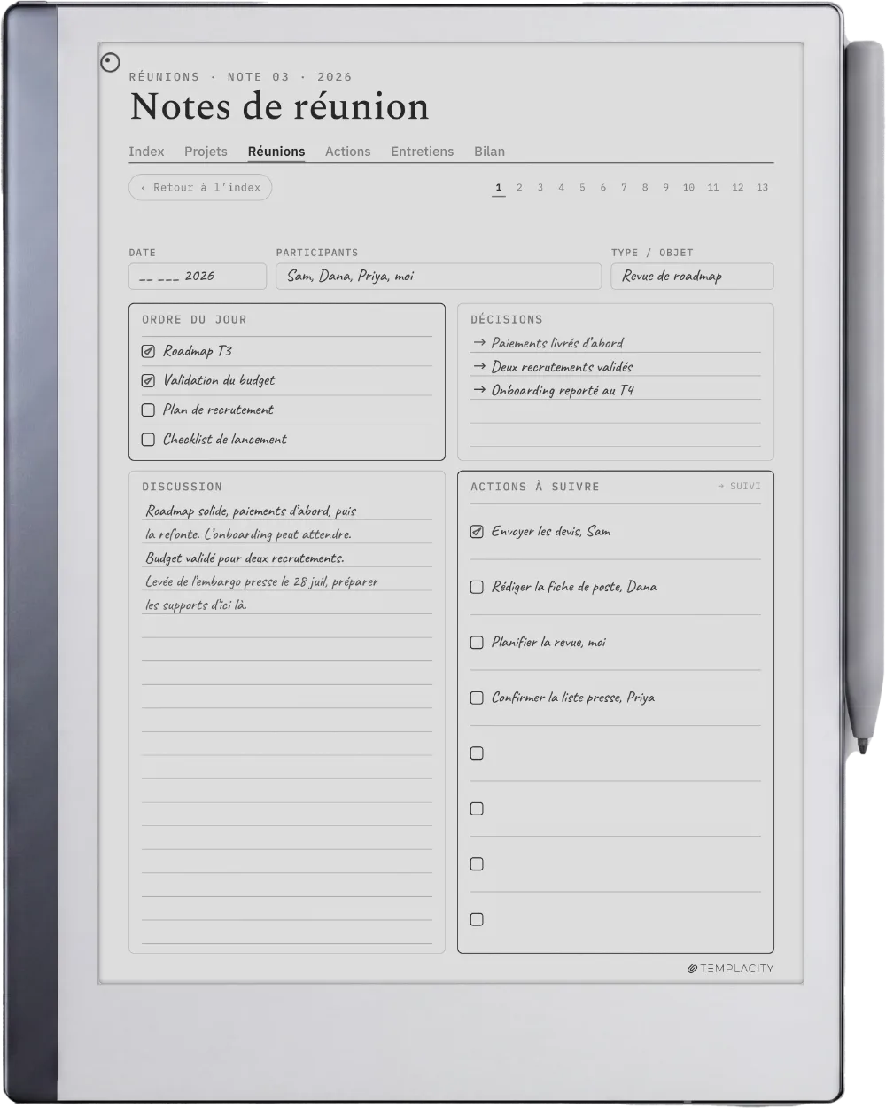 Le Planner sur la reMarkable 2