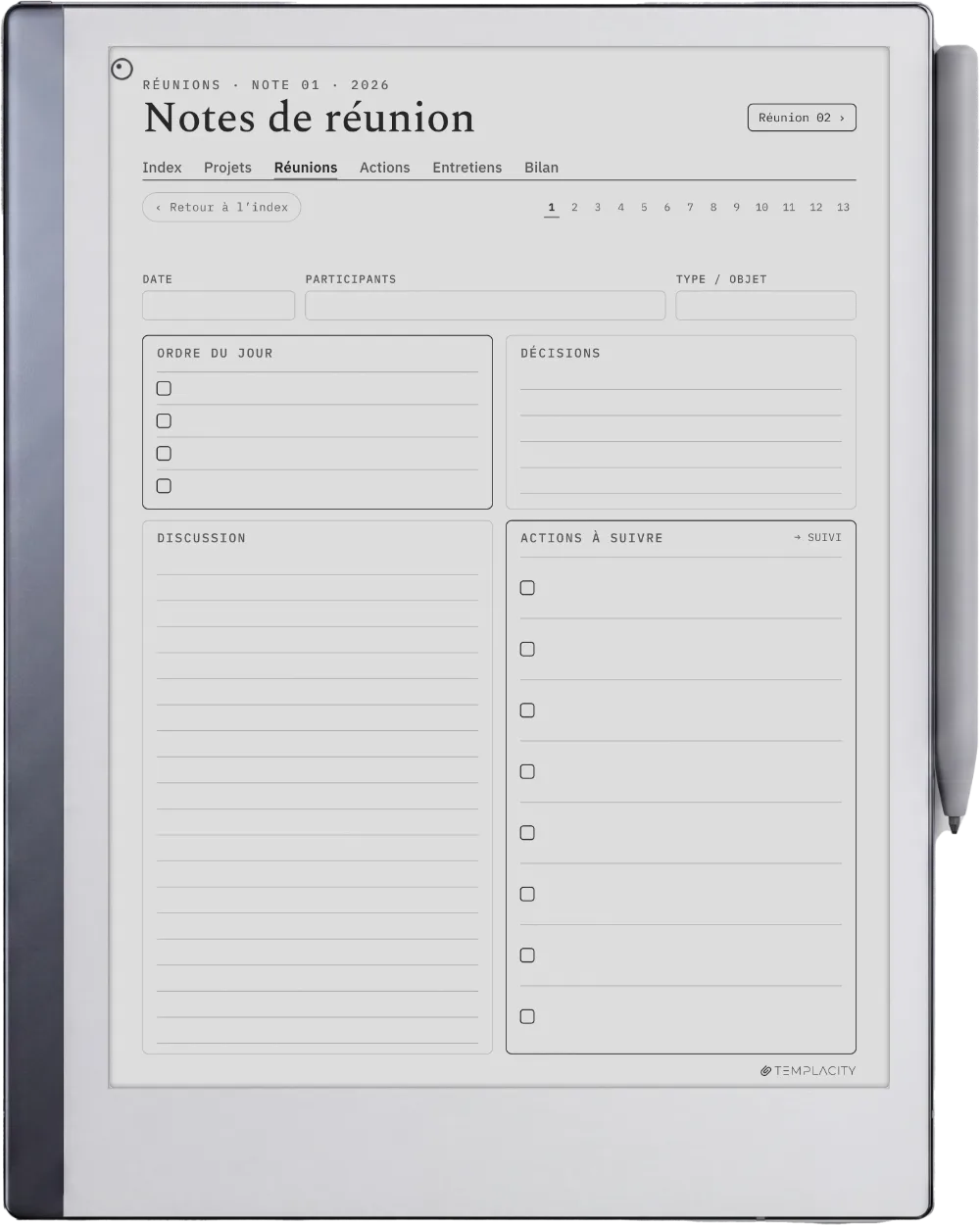 The Planner · Work reMarkable 2 page 3