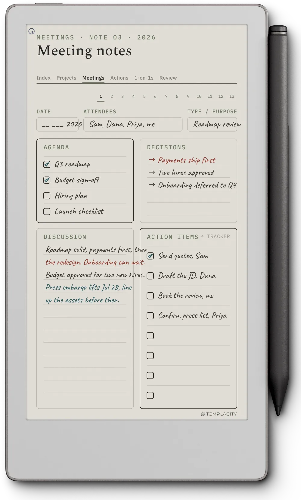 The Planner on the reMarkable Paper Pro Move