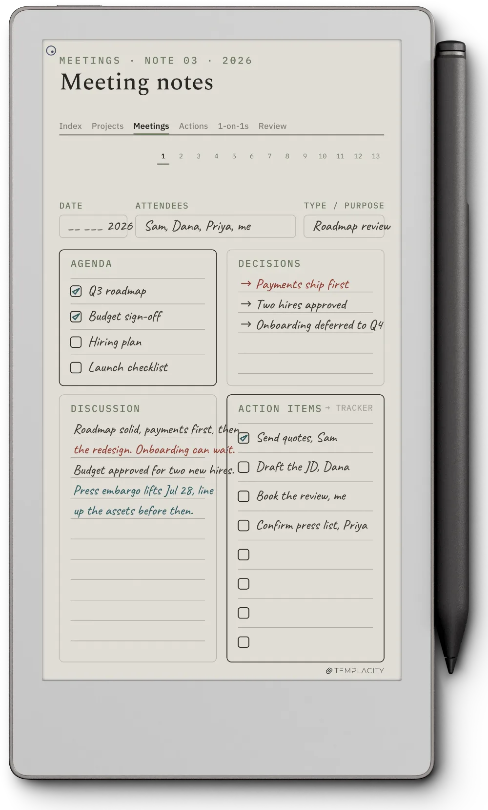 The Planner on the reMarkable Paper Pro Move