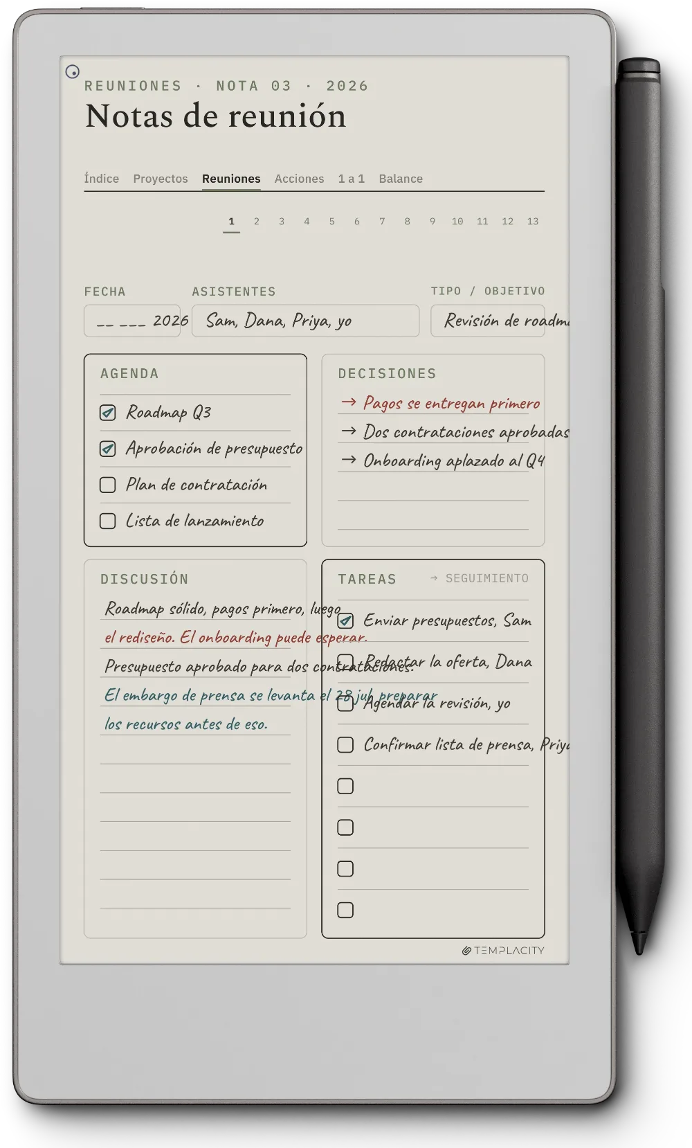 The Planner en el reMarkable Paper Pro Move