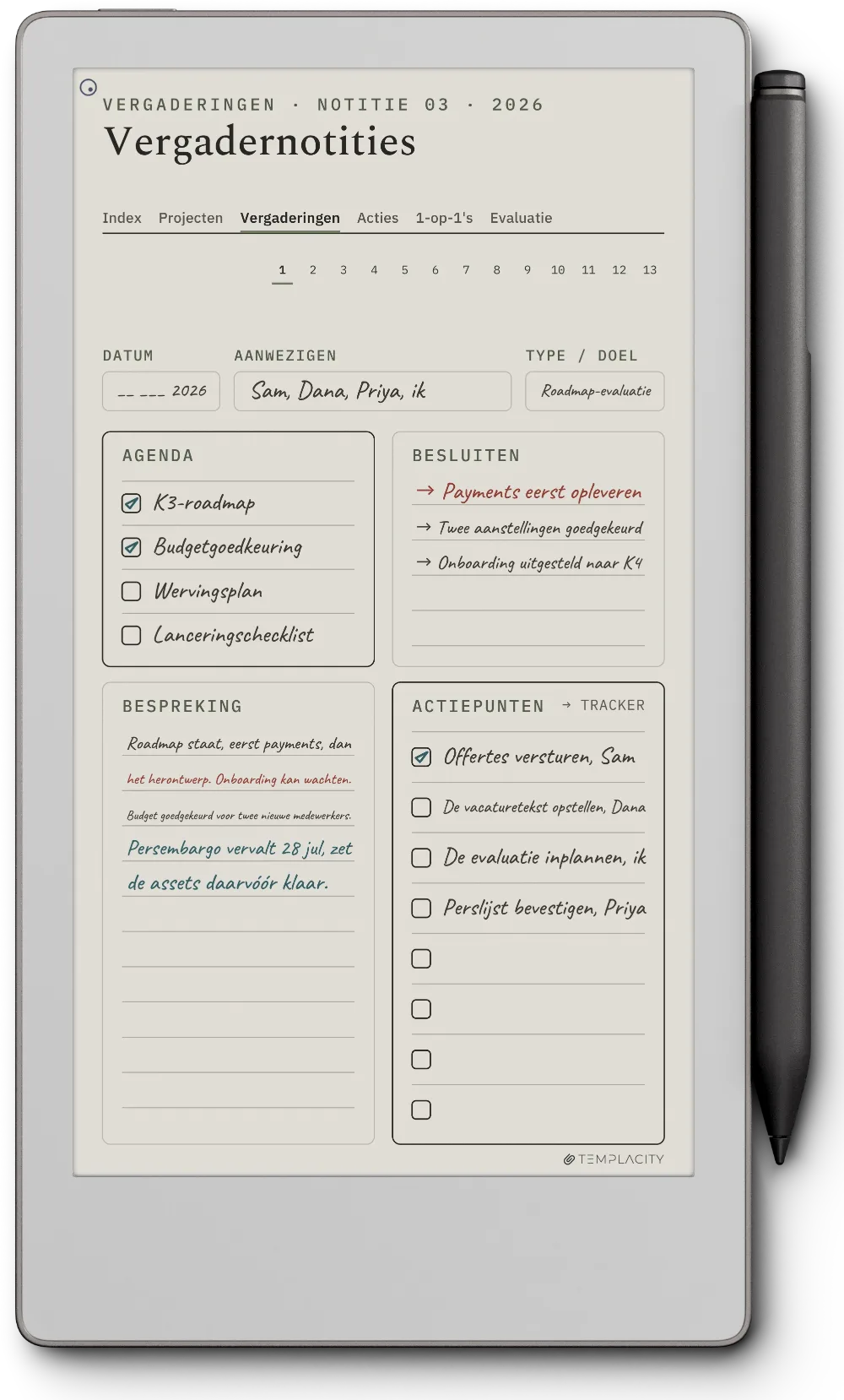 The Planner op de reMarkable Paper Pro Move
