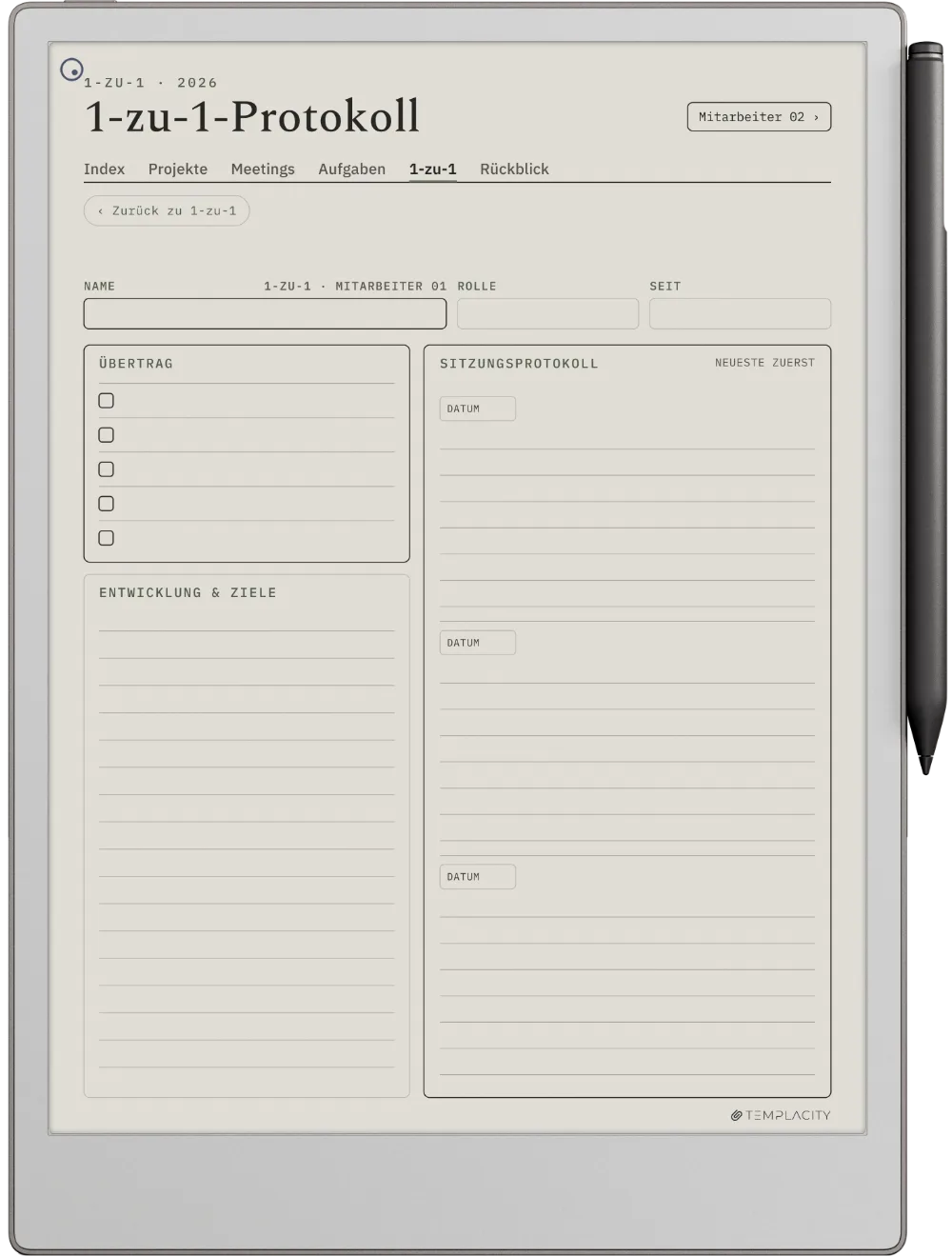 The Planner · Work reMarkable Paper Pro Seite 5