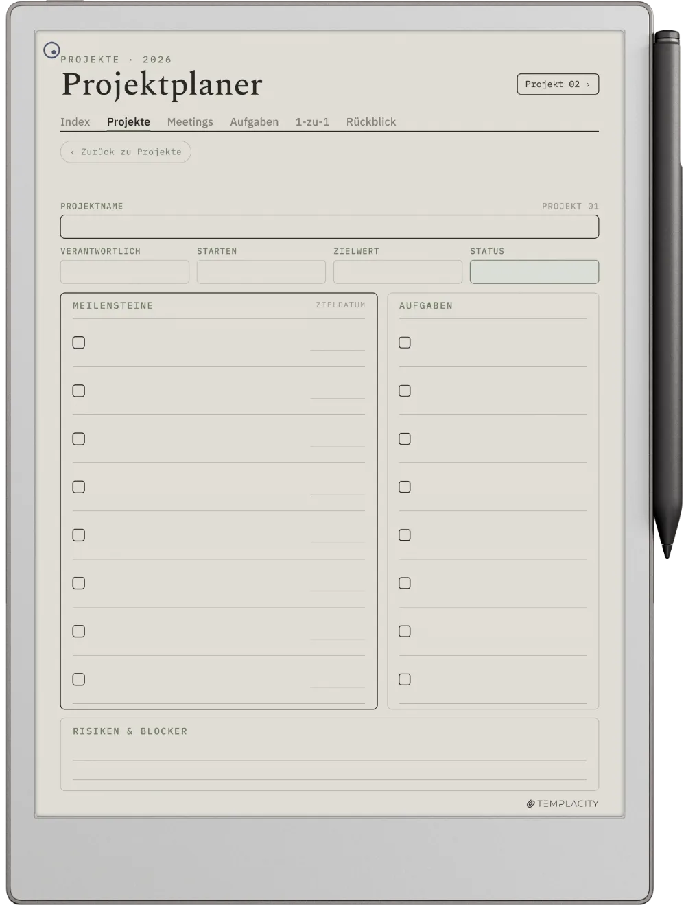 The Planner · Work reMarkable Paper Pro Seite 1