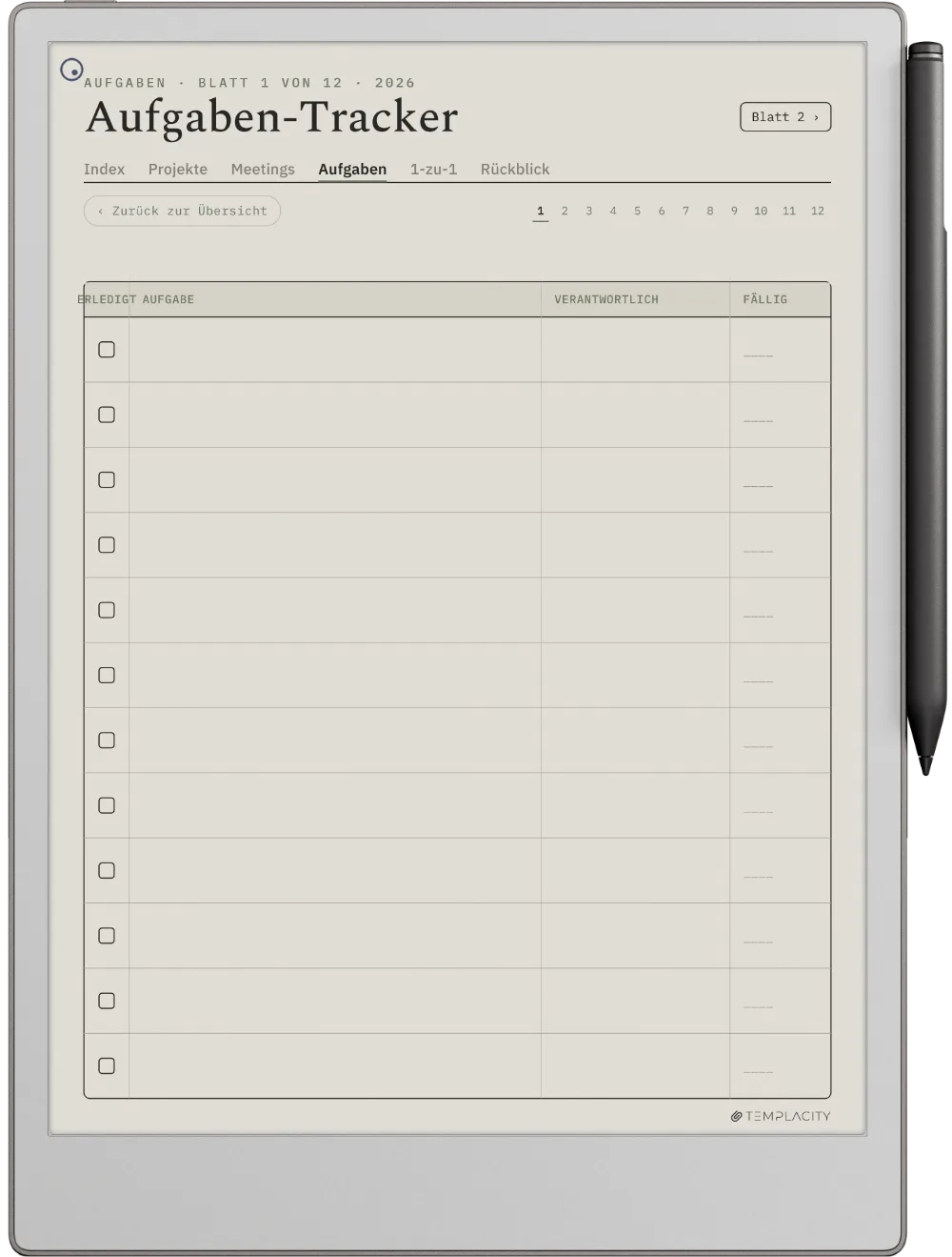 The Planner · Work reMarkable Paper Pro Seite 2