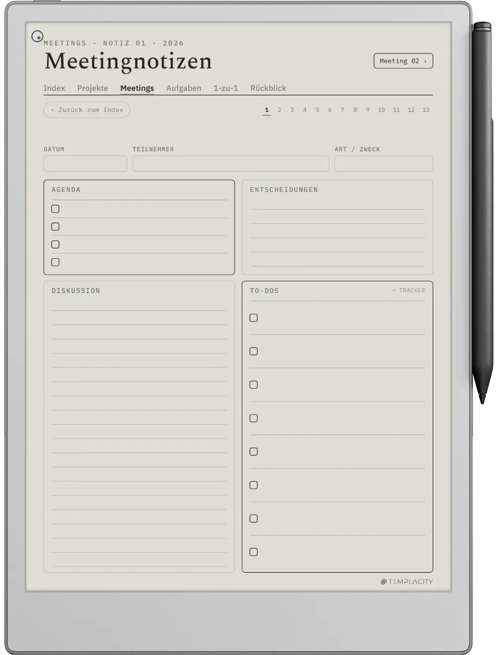 The Planner · Work reMarkable Paper Pro Seite 3