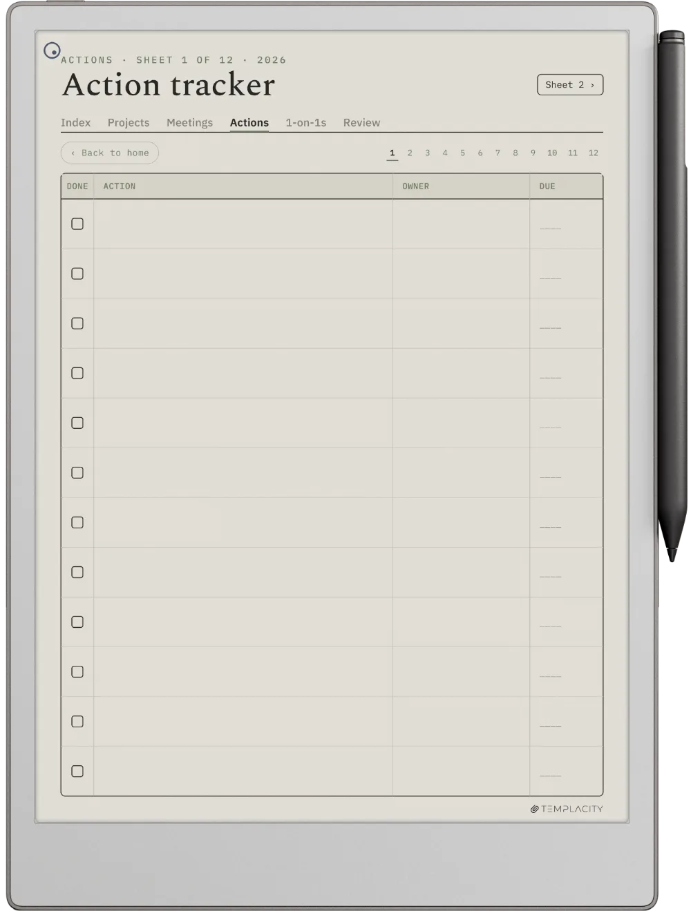The Planner · Work reMarkable Paper Pro page 2