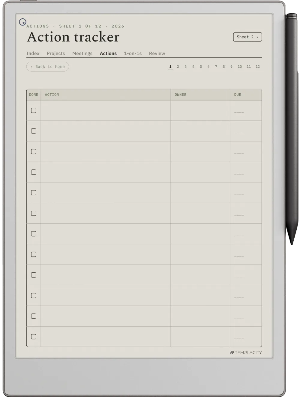 The Planner · Work reMarkable Paper Pro page 2