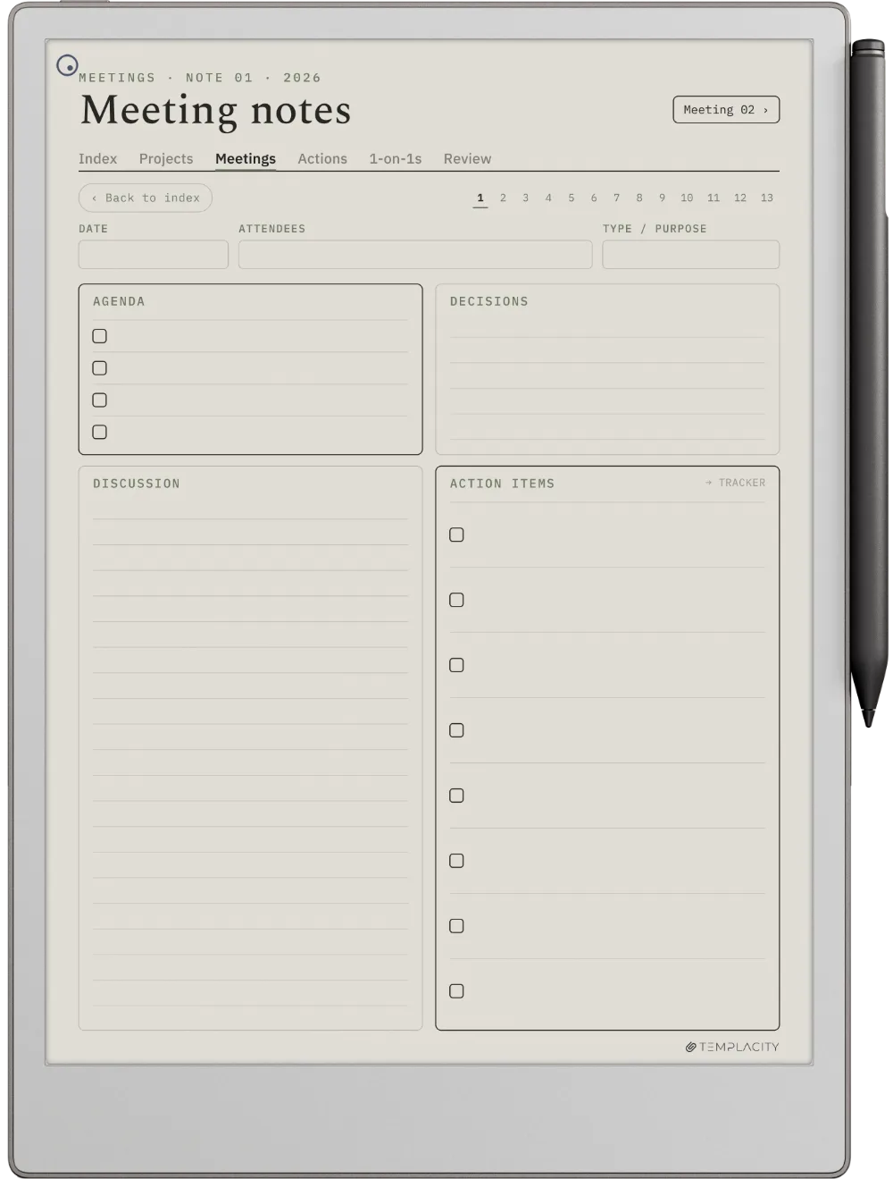 The Planner · Work reMarkable Paper Pro page 3