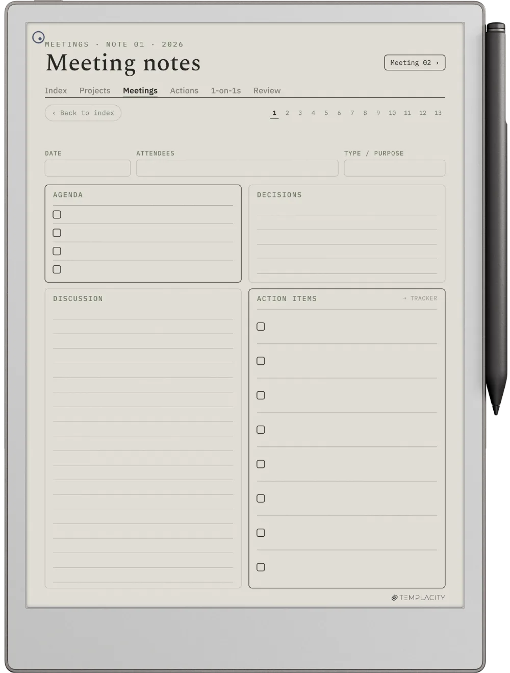 The Planner · Work reMarkable Paper Pro page 3