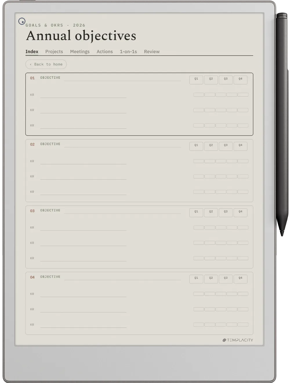 The Planner · Work reMarkable Paper Pro page 4