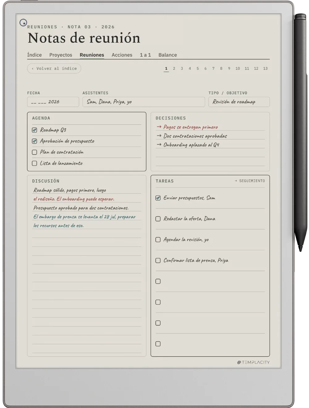 The Planner en el reMarkable Paper Pro