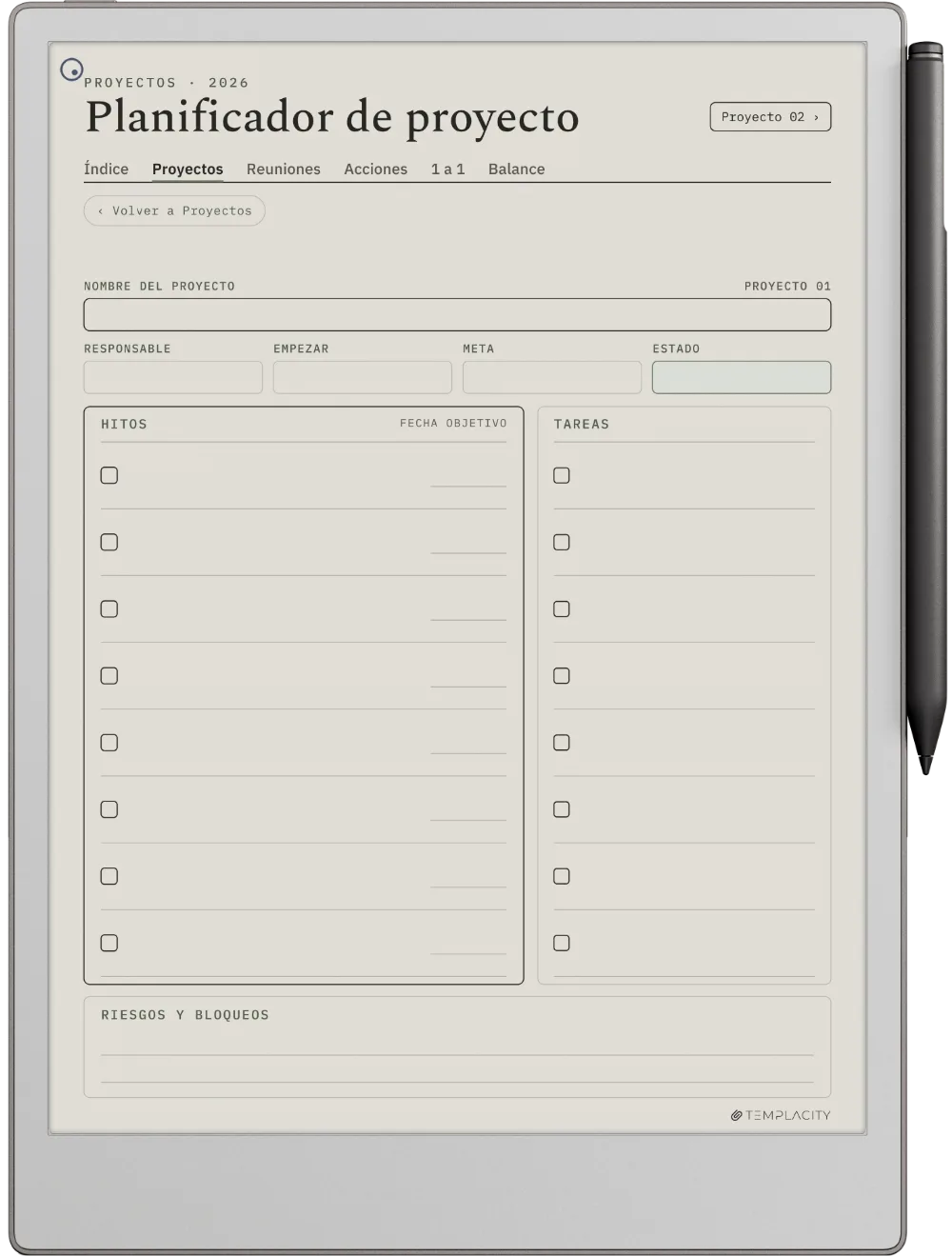 The Planner El panel de proyectos