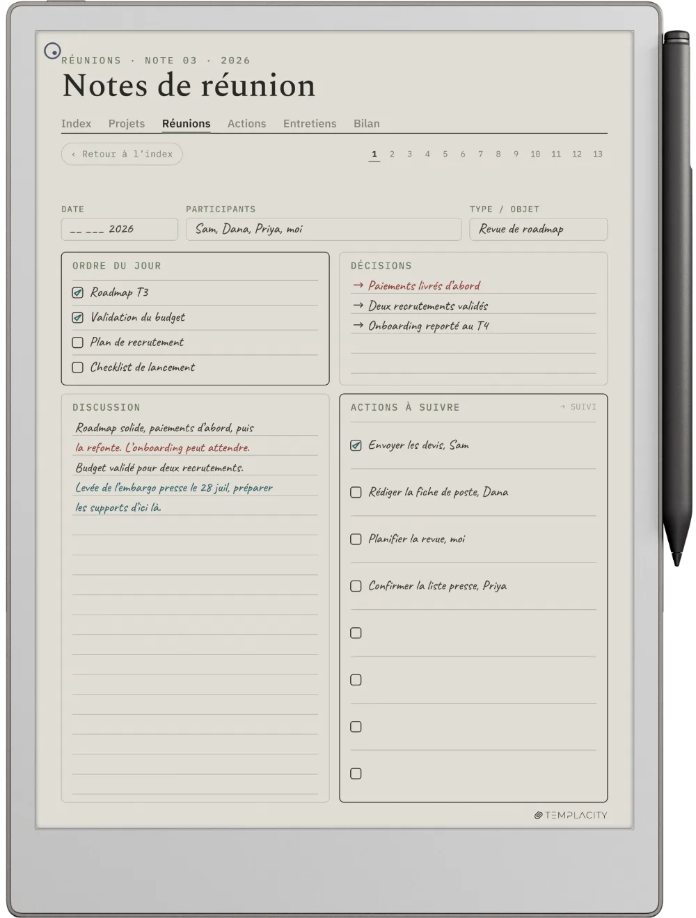 Le Planner sur la reMarkable Paper Pro