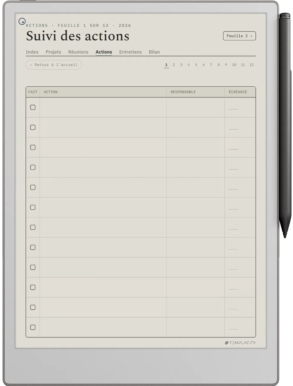 The Planner · Work reMarkable Paper Pro page 2
